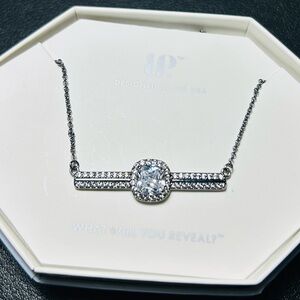 Bomb Party Diamond Cubic Zirconia Bar Necklace with Sparkling Pendant NK86118
